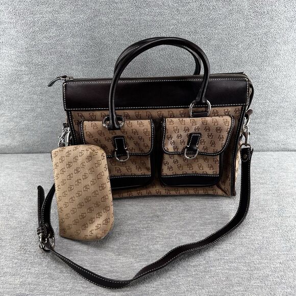 DOONEY & BOURKE - Signature Logo Double Pocket Large Tote Satchel Shoulder Bag - Picture 1 of 16
